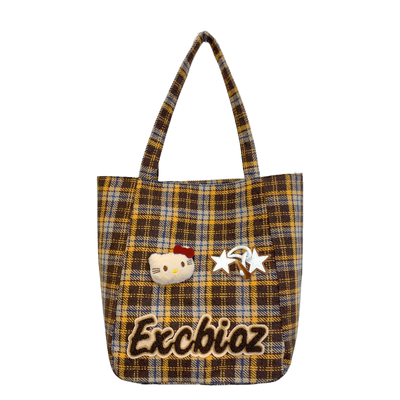 时尚格子布包女托特包