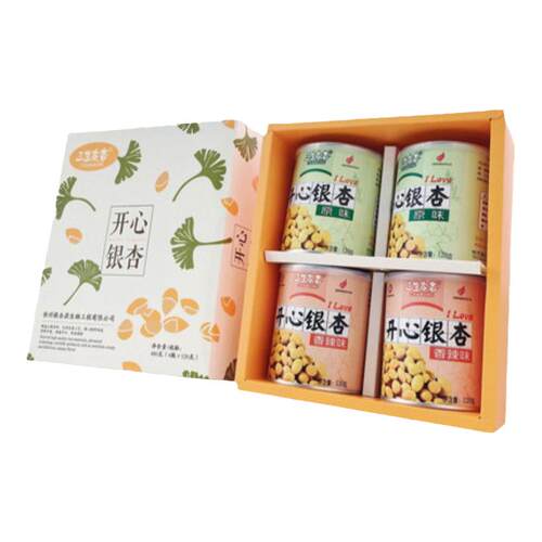 三生友杏银杏果白果邳州特产开心银杏原味香辣味礼盒装120克4罐