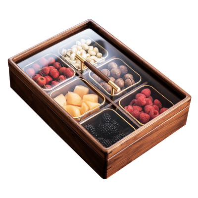 北美黑胡桃实木客厅茶几干果盒