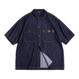 马登工装美式复古丹宁牛仔衬衣