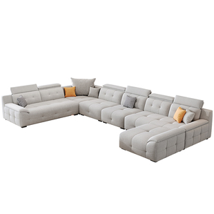 凯佑2025新款意式雪尼尔绒转角沙发奶油风简约大户型棉麻布艺沙发