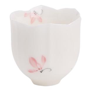 圭隐堂釉下彩手绘粉兰花陶瓷茶杯羊脂玉瓷家用女士主人杯品茗杯子