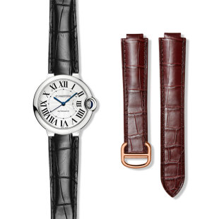 意时利卡地亚表带男蓝气球原装真皮手表带适用坦克钥匙女款鳄鱼皮