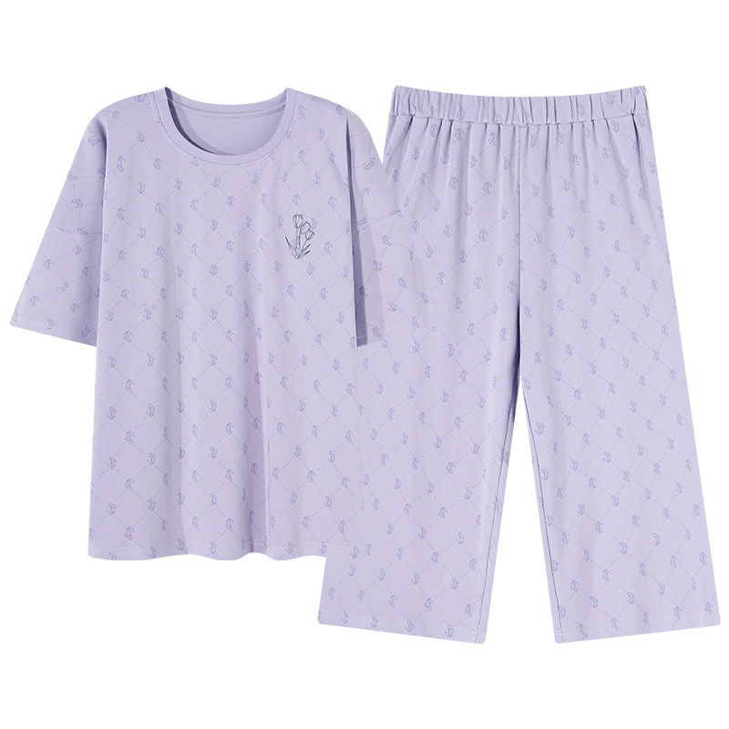 夏季纯棉带胸垫短袖睡衣女可外穿