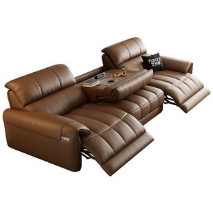 零靠墙功能沙发可翻盖茶几电动大象耳朵头层牛皮沙发客厅现代