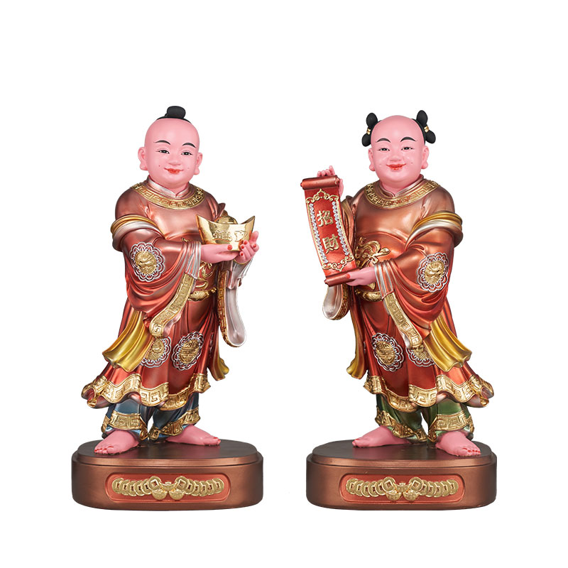 桌面家用招财进宝童子摆件树脂