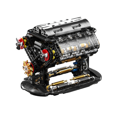 V8发动机机械积木模型摆件电机驱动引擎男生六一礼物高难度玩具