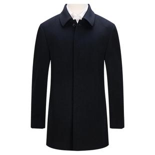 鼎铜纯羊绒大衣男中长款中年翻领男士商务冬季毛呢外套高端厚高档