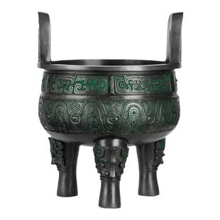 纯黄铜克鼎摆件办公室招财铜鼎客厅装饰品青铜器摆件家用铜鼎香炉