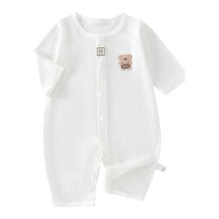 婧麒婴儿衣服夏季薄款外出连体衣0一6月宝宝夏装夏天空调服爬服