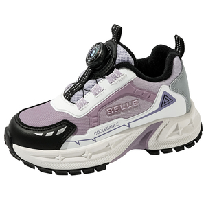 百丽童鞋女童运动鞋2024冬季新款男童户外跑步鞋儿童加绒保暖鞋子