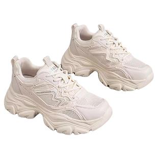 星期六网面老爹鞋女款秋冬季新款增高鞋爆款系带显脚小休闲运动鞋