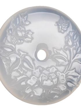 冰种花开富贵平安扣项链坠白玛瑙