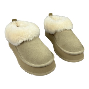 乐魔欧洲站欧货真皮女靴2025冬季新款厚底松糕底圆头及踝靴雪地靴