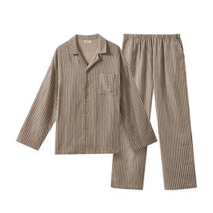 朴西柔棉睡衣女春夏季套装纯棉翻领长袖长裤男士可外穿情侣家居服