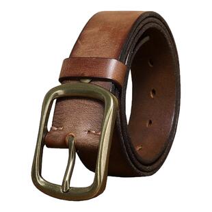 头层牛皮骑兵扣腰带原创设计美式复古阿美咔叽真皮皮带3.5