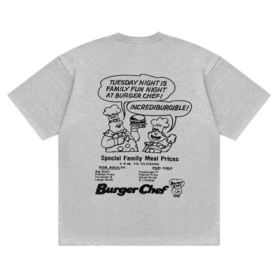 Talktokey(TTO) 汉堡厨师 美式重磅 花灰色纯棉宽松短袖T恤男女