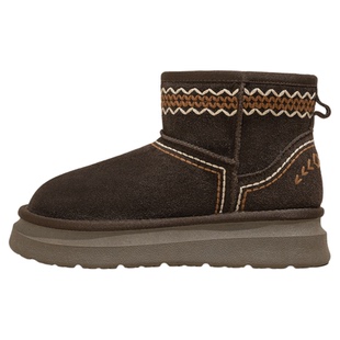 加绒雪地靴女款2025新款冬季女鞋真皮加厚保暖棉鞋防滑增高厚底鞋