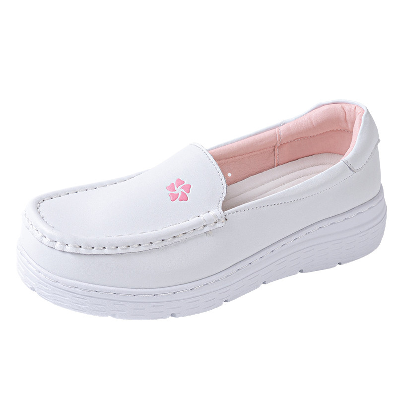 绯樱真皮护士鞋女秋冬软底透气防滑不累脚增高医护鞋工作鞋小白鞋