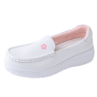 绯樱真皮护士鞋女秋冬软底透气防滑不累脚增高医护鞋工作鞋小白鞋