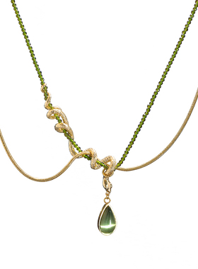 SU浮空岛「共生之藤」灵蛇原创小众高级感choker项链橄榄绿锁骨链