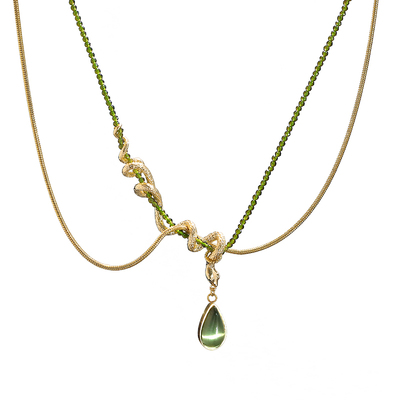 SU浮空岛「共生之藤」灵蛇原创小众高级感choker项链橄榄绿锁骨链