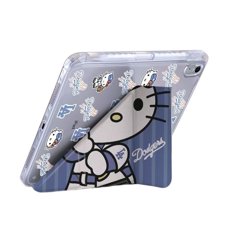 Hello Kitty运动员kt猫iPad保护套适用苹果iPad11代亚克力平板壳iPad7代/8代/9代防弯3Y折带笔槽iPadpro11寸