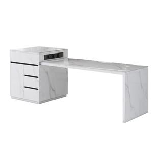 岩板岛台餐桌一体可伸缩开放式厨房轻奢倒台多功能导台白色中岛台