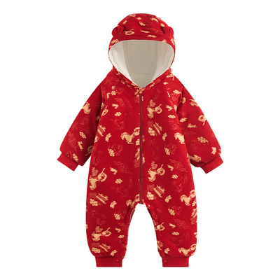 婴儿冬装外出服红色过年喜庆周岁