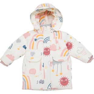 鸭鸭童装女童加厚羽绒服中长款2025冬装小宝宝洋气婴儿童保暖外套