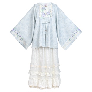 【重回汉唐海沫甜甜】圆领对襟袄蕾丝半裙汉洋折衷日常汉服女成人