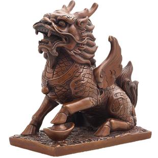 紫铜财富麒麟摆件一对家居装饰品礼物客厅玄关酒柜办公室桌面摆件