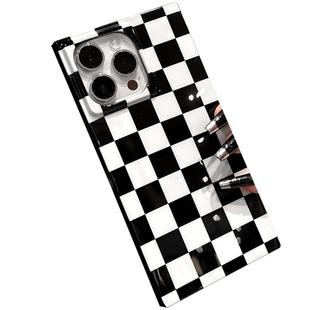 17原创方形黑白棋格ip适用苹果14手机壳新款iphone15promax高级感ip16苹果13pro棋盘格全包防摔Por创意女12PM