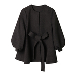 DianThia裙摆型灯笼袖中长款毛呢大衣外套秋冬设计感女装新款风衣