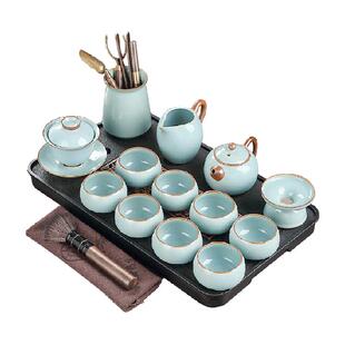 天青色汝窑功夫茶具套装轻奢高档家用2026新款茶杯泡茶壶礼品礼盒