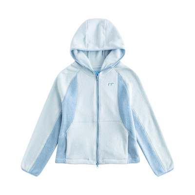 riverstone plus 摇粒绒连帽拉链休闲外套女冬季山系撞色保暖夹克