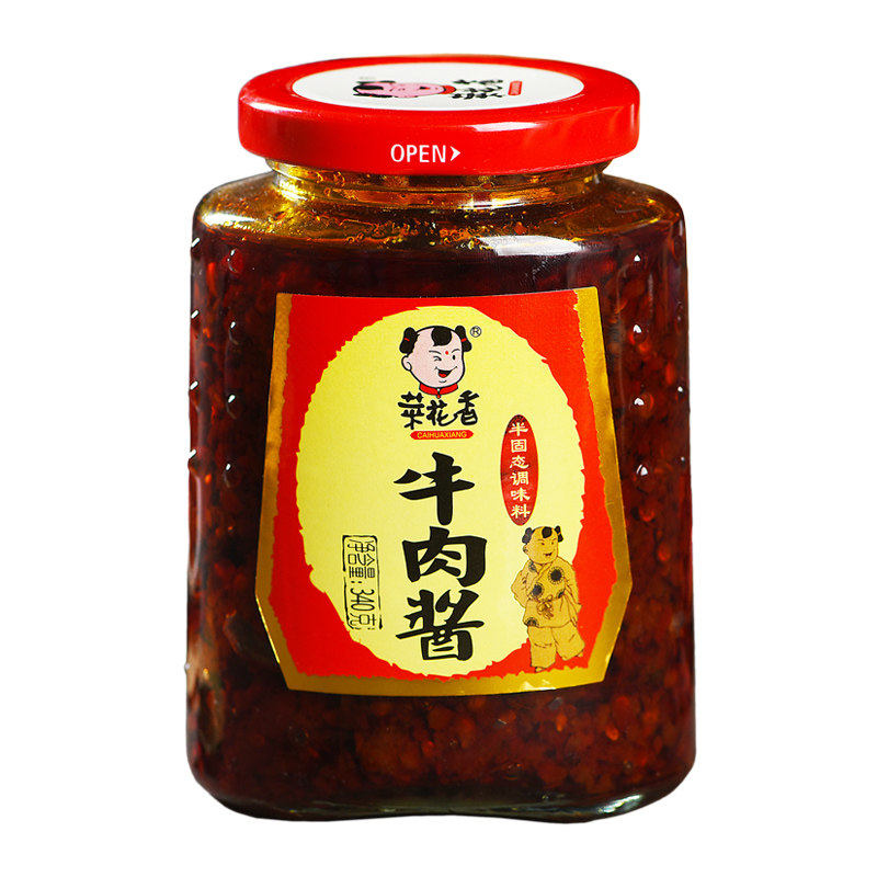 菜花香牛肉酱340g四川特产开味下饭香辣酱牛肉辣椒酱拌饭拌面调料
