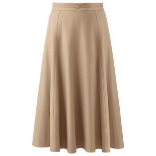 直降3折|歌莉娅半身裙女春季气质通勤羊毛高腰压褶半截裙子