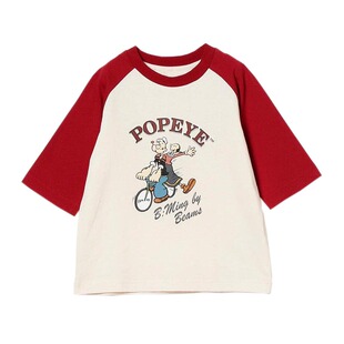 日系童装春秋新款儿童T恤圆领卡通七分袖男女童纯棉中袖宝宝上衣