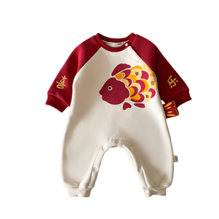 婴儿连体衣男宝周岁服宝宝冬装衣服加厚保暖婴幼儿外出过年拜年服