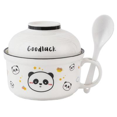 泡面碗宿舍用学生带盖陶瓷泡面杯带手柄大容量嗦粉面碗食堂打饭碗