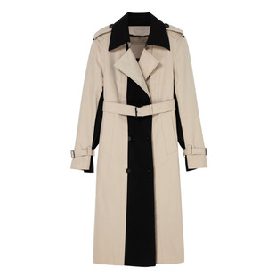 H·GENTEEL荷高新款冬装女简约大气拼色气质长款白鹅绒羽绒服