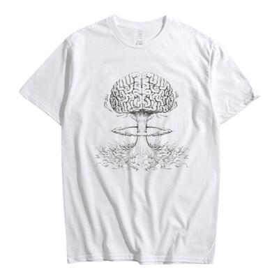 头脑鸟笼艺术印花短袖t恤夏纯棉