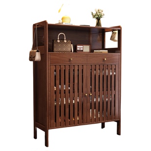 鞋柜实木家用门口包安装一体靠墙多功能收纳入户门不占空间窄鞋架