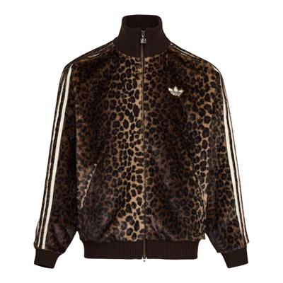 阿迪达斯2026三叶草豹纹立领夹克
