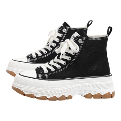 环球高帮鞋女款2026新款春季透气厚底增高休闲运动鞋百搭帆布鞋子