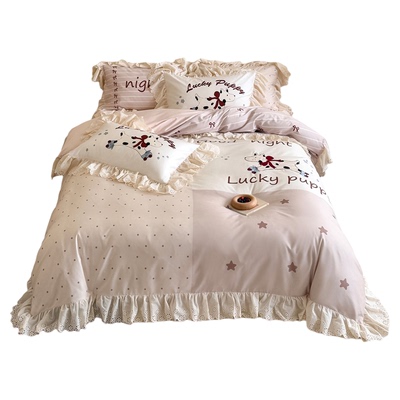 法式少女可爱印花全棉四件套