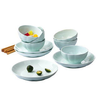 创意日式陶瓷餐具 2-6人用碗碟套装 家用饭碗盘子组合情侣套装