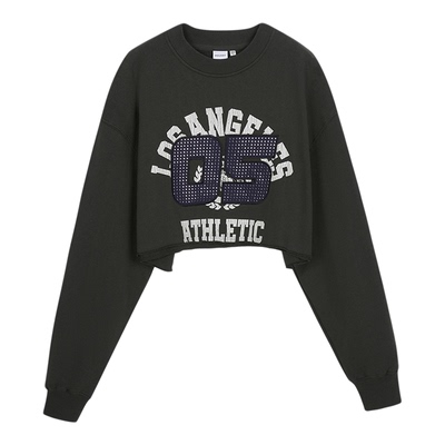 moussy 春季remake做旧裂缝印花卷边卫衣女010HAL90-7601