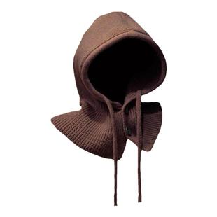 冬款包头帽子女士毛线针织一体围脖克拉克拉法帽韩版保暖护耳围巾